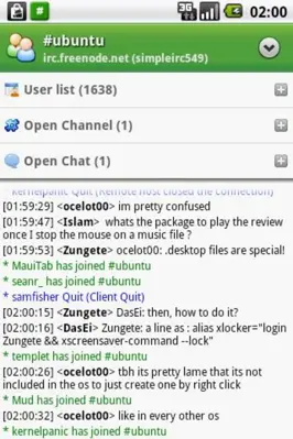 SimpleIrc android App screenshot 2