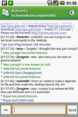 SimpleIrc android App screenshot 3