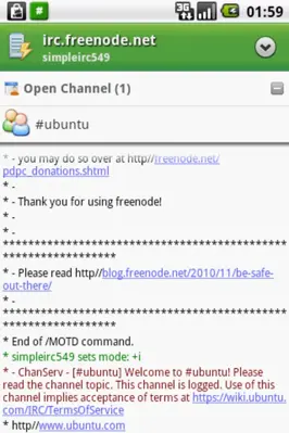 SimpleIrc android App screenshot 4